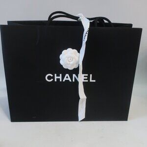 NWD Womens Chanel Black White Camellia Flower Large Designer Gift Bag